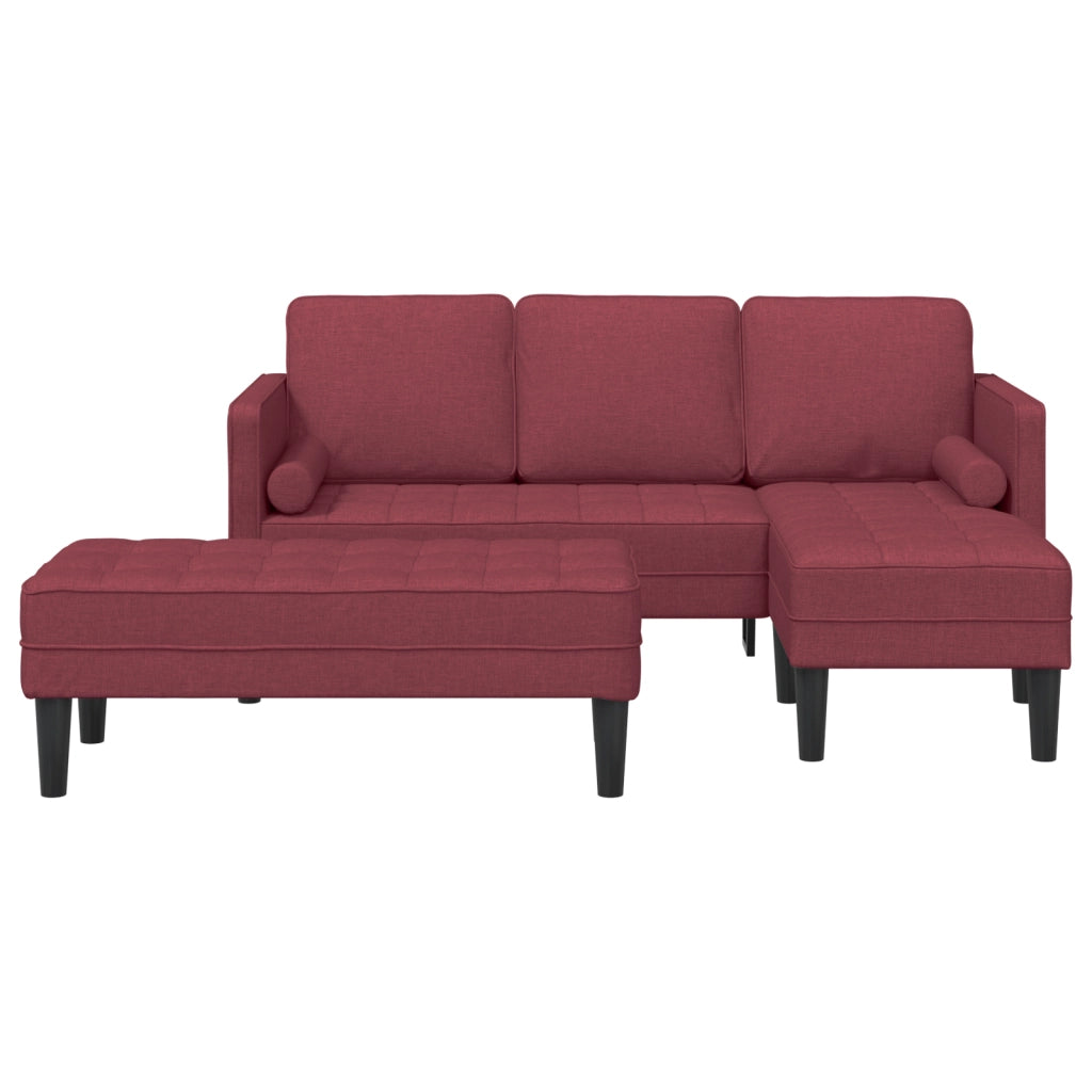 Set divani 2 pezzi con cuscini in tessuto bordeaux