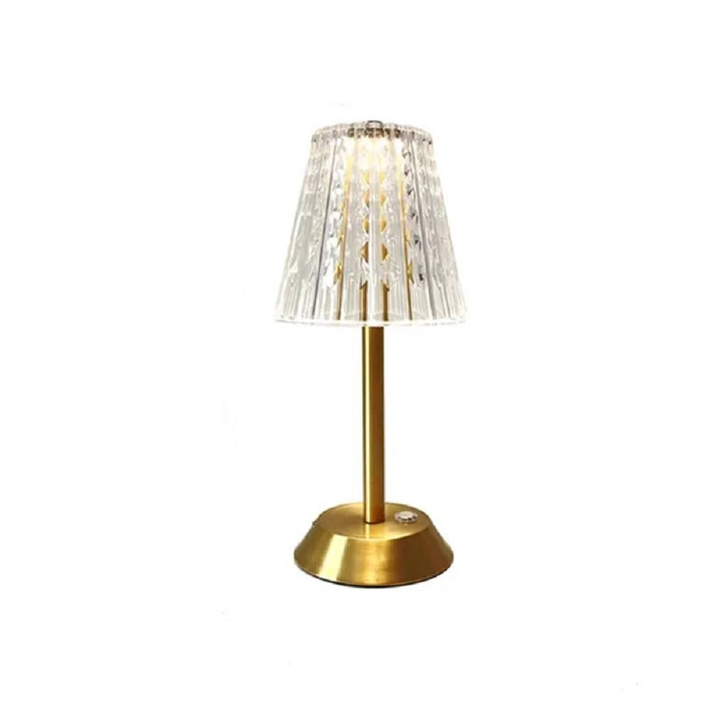 Trade Shop - Lampada Da Tavolo Cristallo Batteria Portatile Ricaricabile Luci Led Dimmerabile -