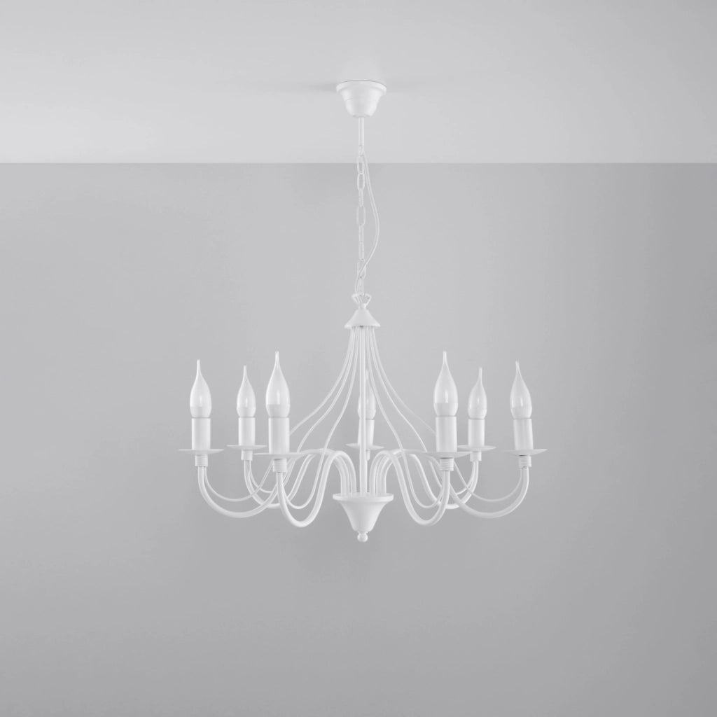 Lampadario Crimson Minerwa a 7 luci in acciaio bianco E14 LED Max 10W