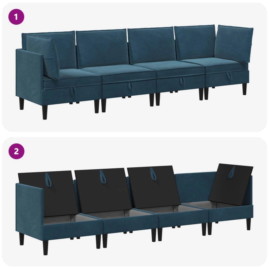 Set di mobili per il soggiorno con cuscino 4 pcs Blu Velluto