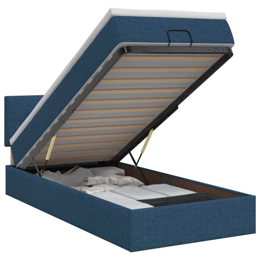 Letto ottomano con materasso Blu 100 x 200 cm Tessuto 3456308