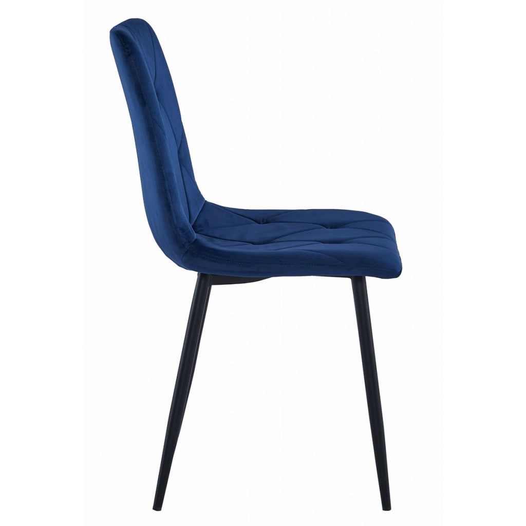 Set di 2 sedie Libra in velluto blu notte con gambe nere