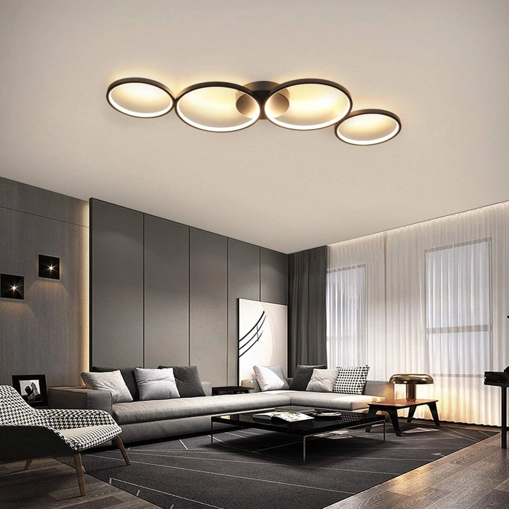 ZMH Lampada da soffitto moderna 4 fiamme design anello ottico 37W per soggiorno camera letto