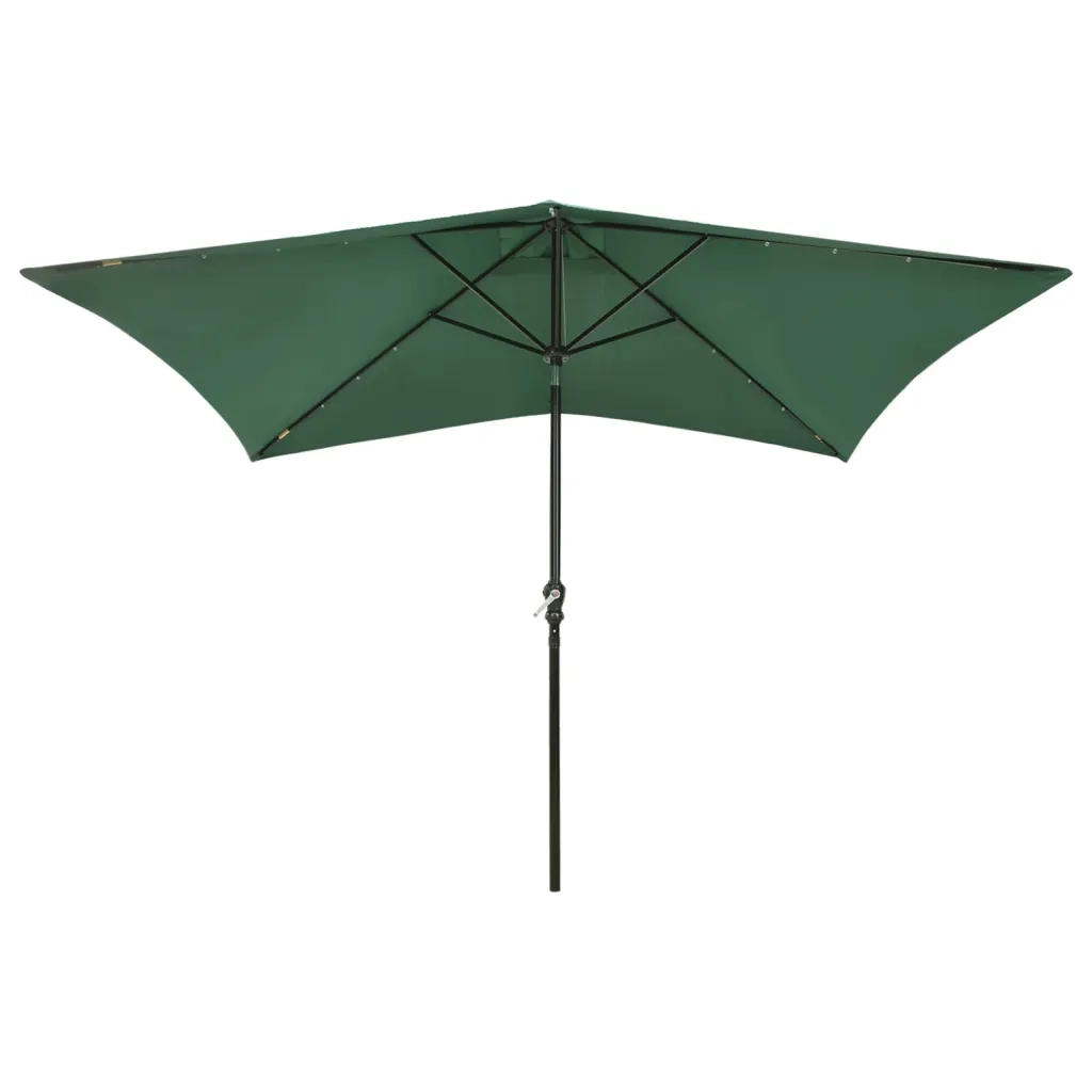 Ombrellone a Sbalzo con Palo in Acciaio e LED-Ombrello da giardino Verde 2x3 m