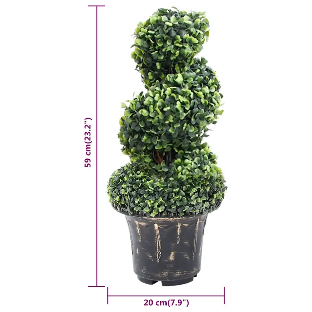 Pianta di Bosso Artificiale a Spirale con Vaso Verde 59 cm CFW2556280