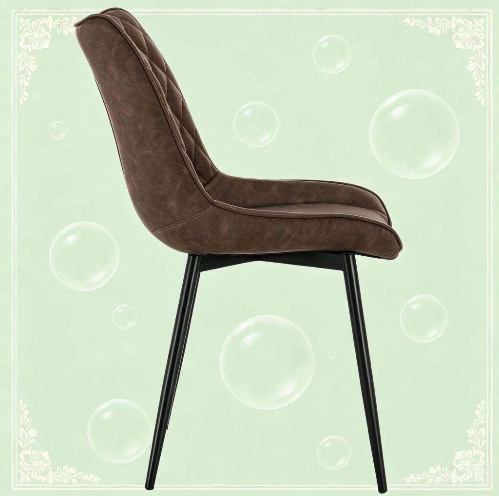Sedia da sala da pranzo 85,5 cm in similpelle marrone e metallo, set da 2