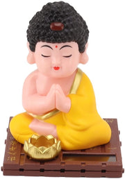 Boeddhabeeld con Sostegno da Terra con Funzione di Illuminazione - Energia Solare - Decorazione Sostenibile e Luminosa - Per Amanti del Buddhismo - Sereno per Ufficio e Abitazione.