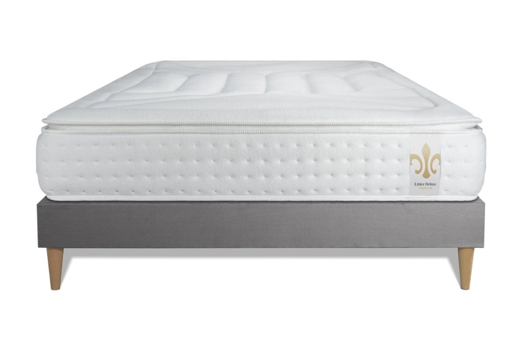 Pacchetto letto completo - Materasso 180x200cm + Box spring con doghe (kit) + 2 cuscini + Piumino - Vingt-Quatre PLUS