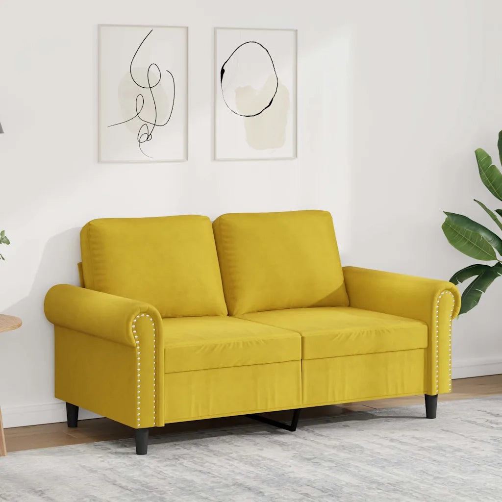 Divano a 2 Posti giallo 120 cm in Vellutocod mxl 86736