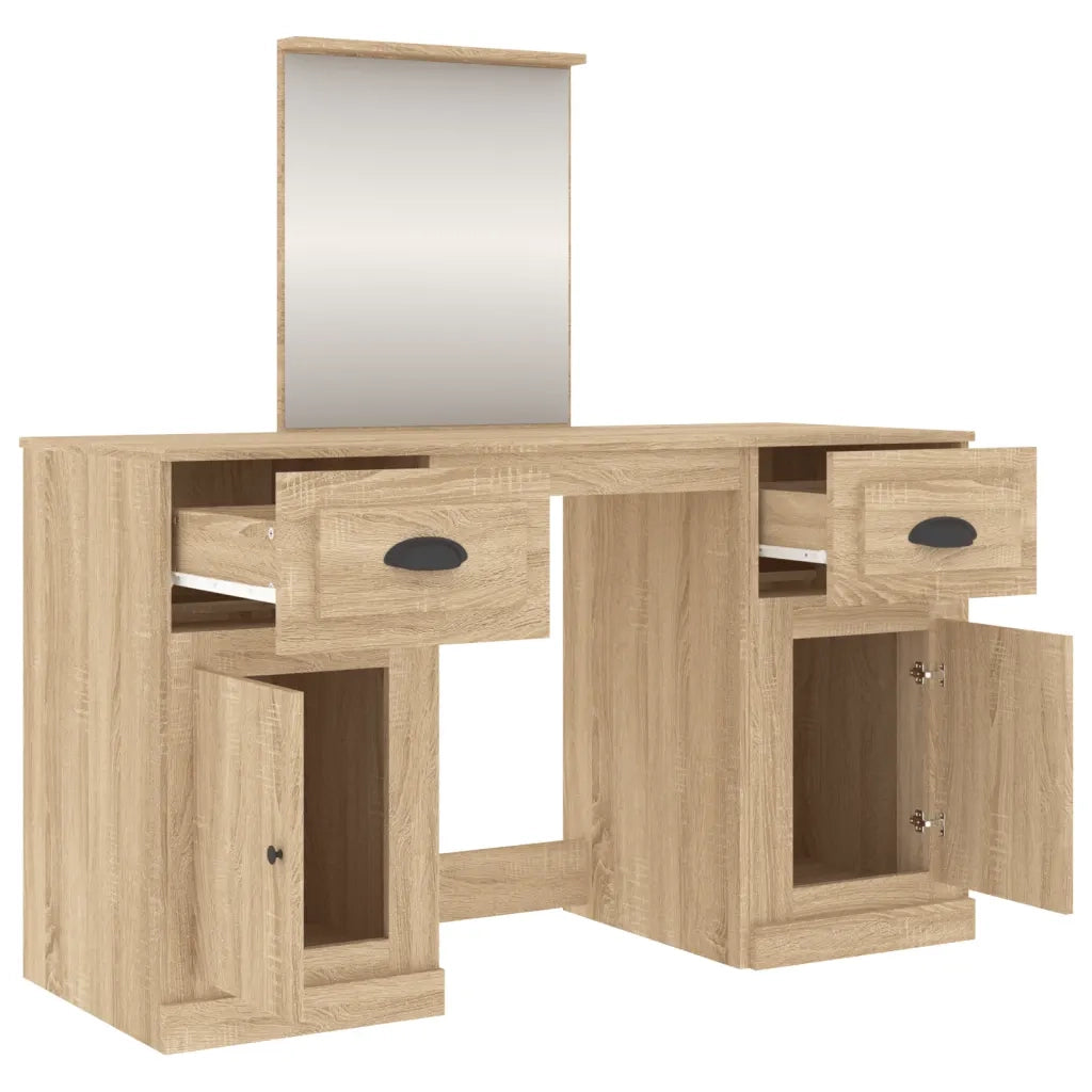 Toeletta | Tavolo da Trucco con Specchio Rovere Sonoma 130x50x132,5 cm