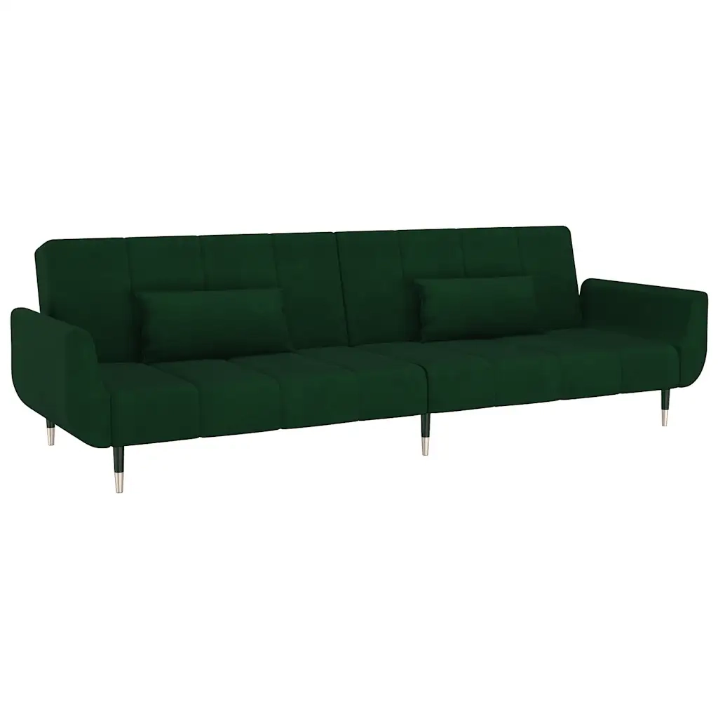 Divano letto | Sof¨¤ letto | Letto singolo a 2 Posti con 2 Cuscini Verde Scuro in Velluto