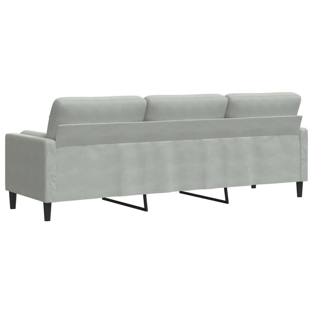 Divano a 3 Posti con Cuscini Grigio Chiaro 210 cm in Velluto 3278239