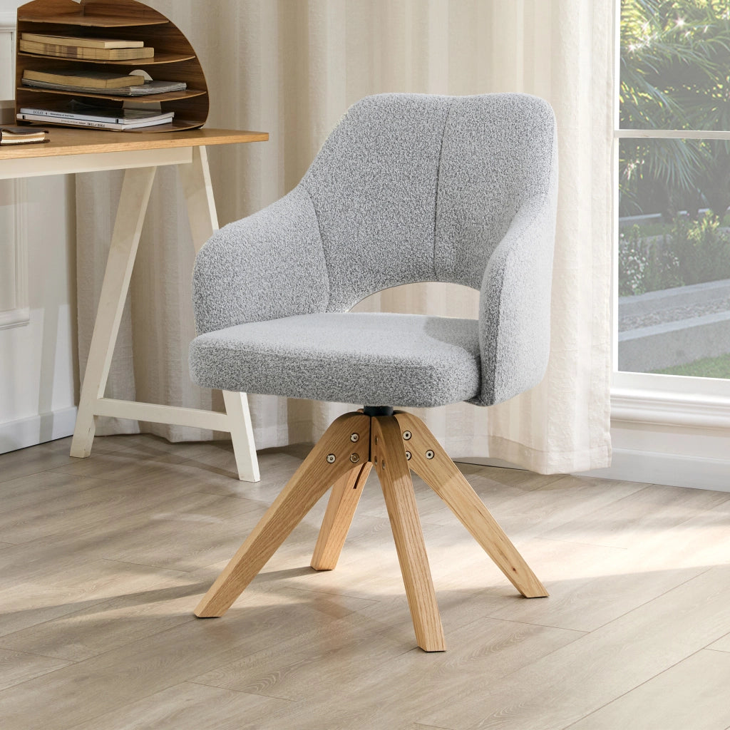 SEDIA Girevole Set da 2 pezzi Tessuto Grigio Chiaro Strutturato Legno Massello