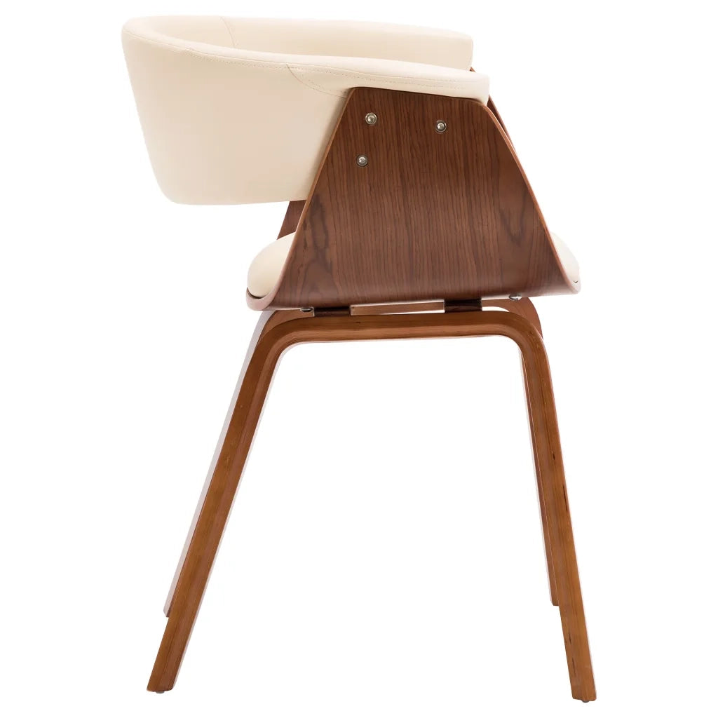 Sedie da Pranzo 2 pz in Legno Curvato e Similpelle Crema