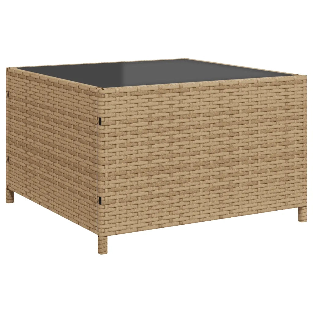 Divano da Giardino con Tavolo e Cuscini a L Beige in Polyrattan 369042