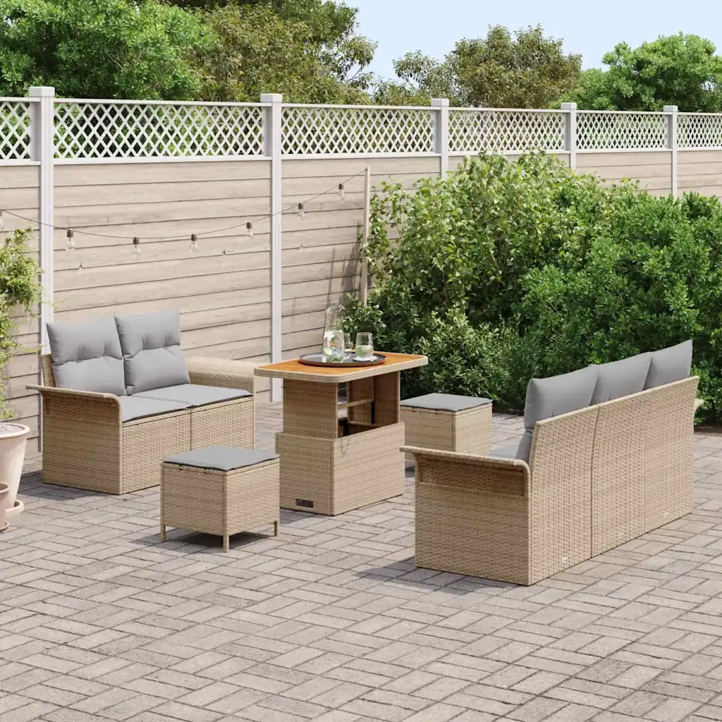 Set Divano da Giardino con cuscino 8 pcs Beige polyrattan 3362082