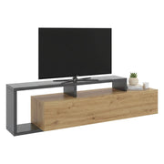 Mobile porta TV Argon, Credenza bassa da soggiorno, Madia da salotto per televisione, 165x40h47 cm, Rovere Nodi e Antracite