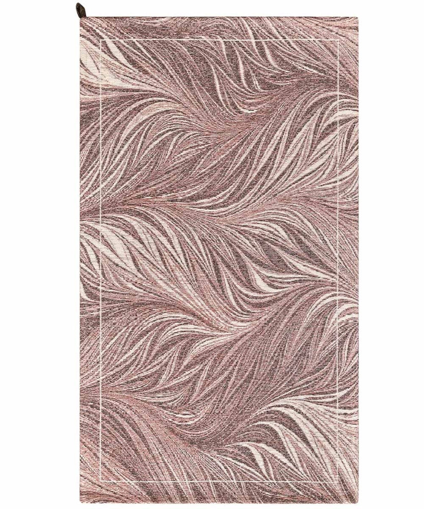 Tappeto Arredo DALLAS CIPRIA rosa disegno moderno con foglie felce, multiuso lavabile antiscivolo cm.140x200