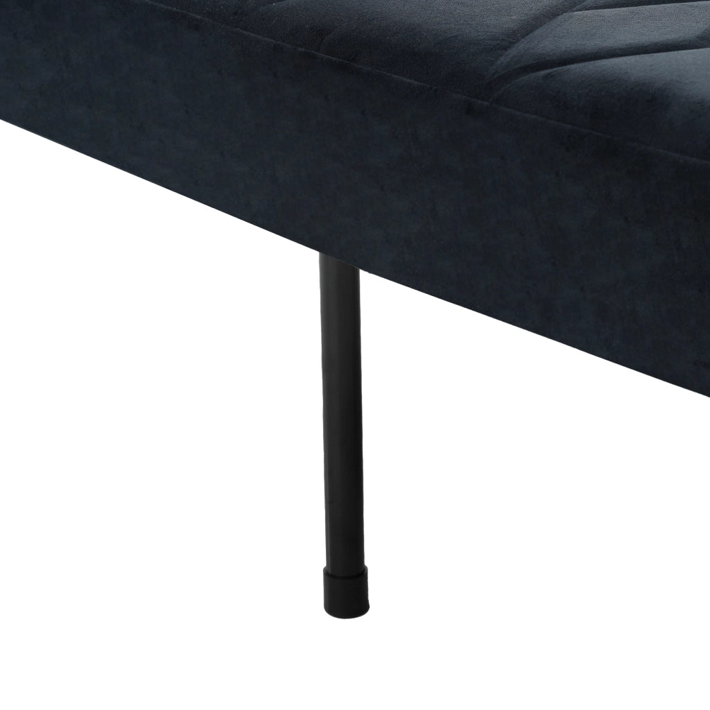 Divano Letto 2 Posti con Schienale Regolabile e Braccioli Regolabili in Velluto Nero 180 × 75 × 82 cm