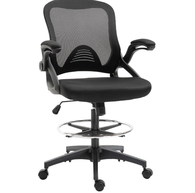 Sedia da ufficio ergonomica nera con funzione standing, poggiapiedi e ruote
