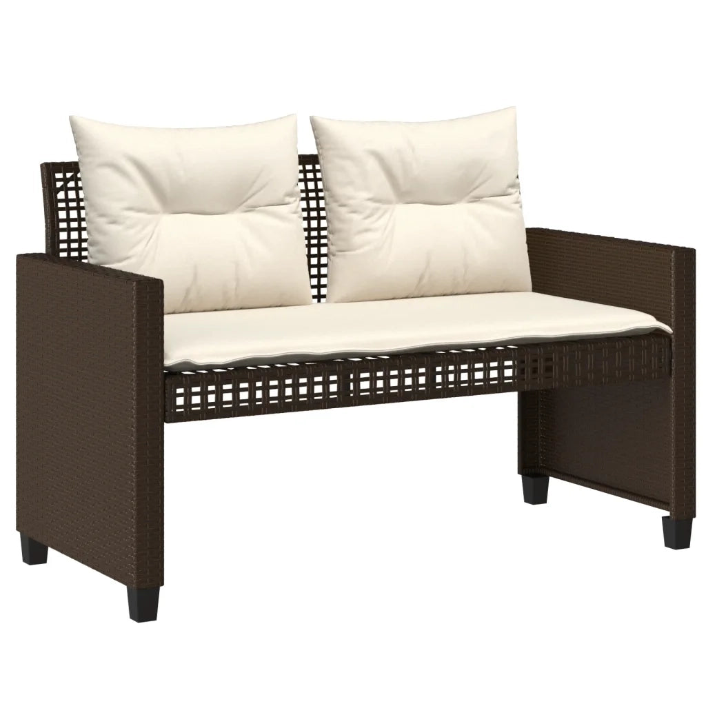 Set Divano da Giardino 4 pz Cuscini Marrone Polyrattan e Vetro 368135