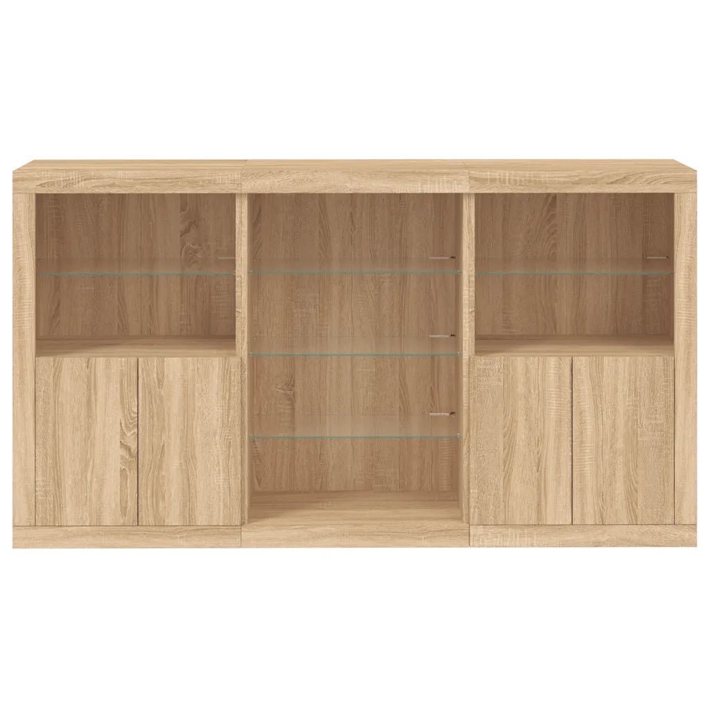 Credenza con Luci LED-Buffet-Armadio da cucina Rovere Sonoma 181,5x37x100 cm 558218