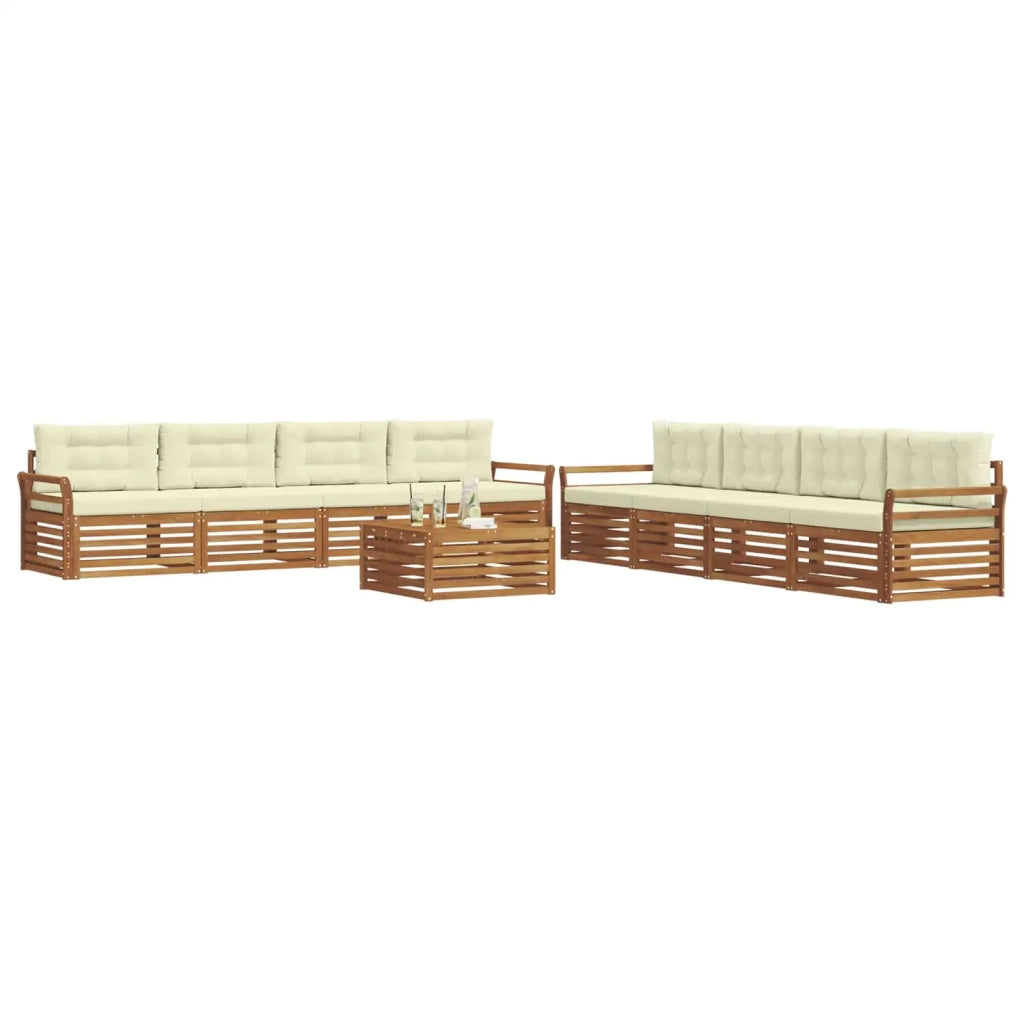 Set di divani da esterno con cuscino 9 pcs Naturale e Crema 3373220