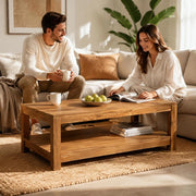 Coffee Table Natural 100 X 50 X 40 Cm Solid Teak Wood