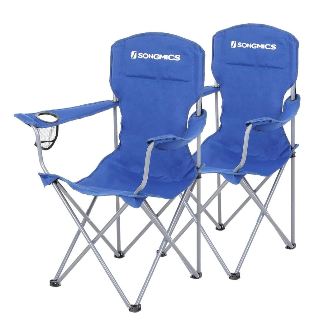 Set di 2 comode sedie pieghevoli pieghevoli con telaio robusto max. carico. 150 kg con portabottiglie sedia da esterno blu 12_0001548