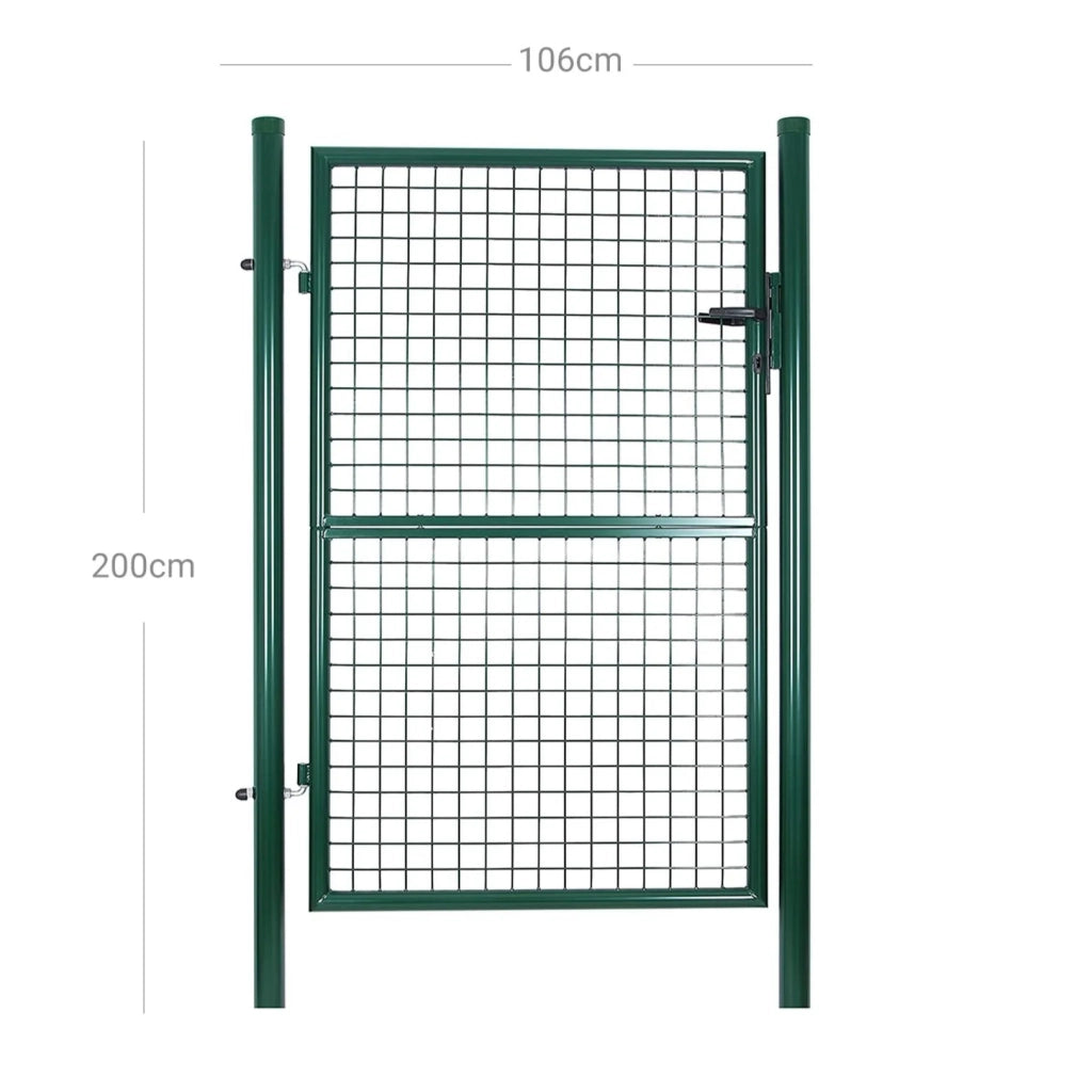 Cancello in ferro zincato recinzione cancello cancello da giardino robusto e durevole con serratura maniglia e chiave qualità 106 x 150 cm grigio 12_0001522