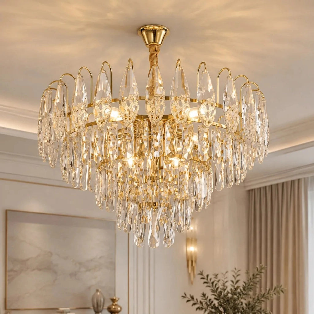 Lampada A Sospensione In Cristallo Swe080-cp 50cm Gold