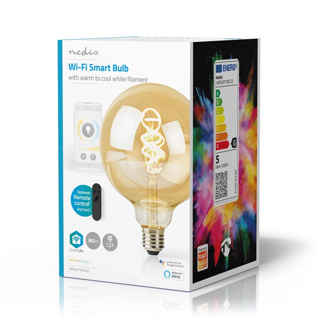 Lampadina connessa Wi-Fi LED 4,9W 360lm E27 SmartLife forma a globo Bianco Nedis