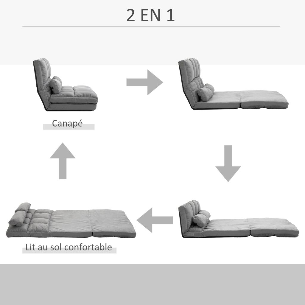 Poltrona reclinabile con poggiapiedi ¨C Zephmum ¨C Tessuto grigio