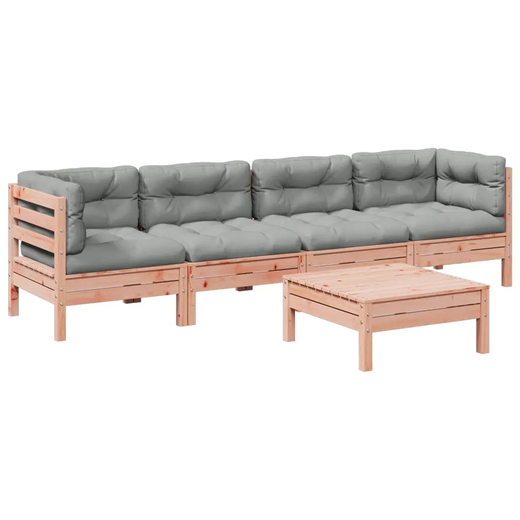 Set Divani Giardino 5 pz Cuscini Legno Massello Abete Douglas 3299284