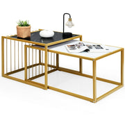Set di 2 tavolini da caffè impilabili 80 x 53 x 38,5 cm design moderno impilabili per ottimizzare lo spazio MDF bianco e nero 20_0020855