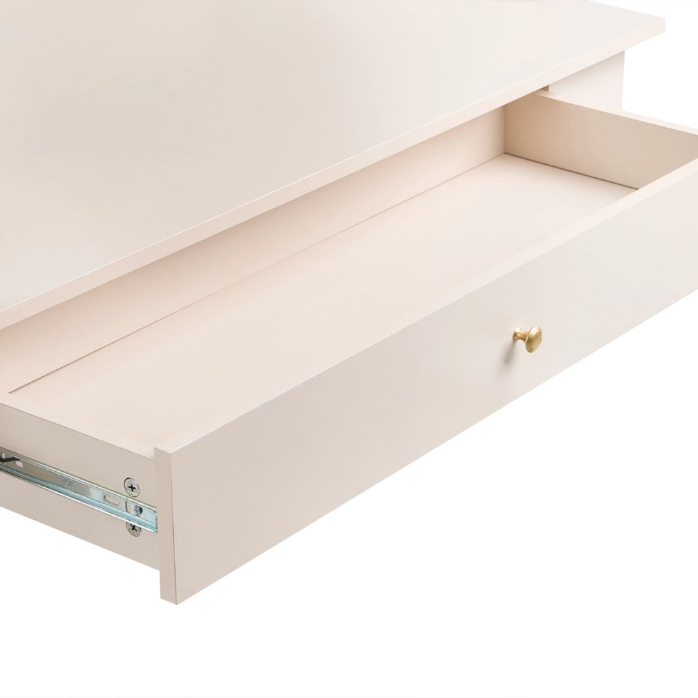 Scrivania per l'ufficio domestico in stile scandinavo, con cassetti in MDF color cashmere, 120 x 60 cm, cassetto portaoggetti, beige chiaro