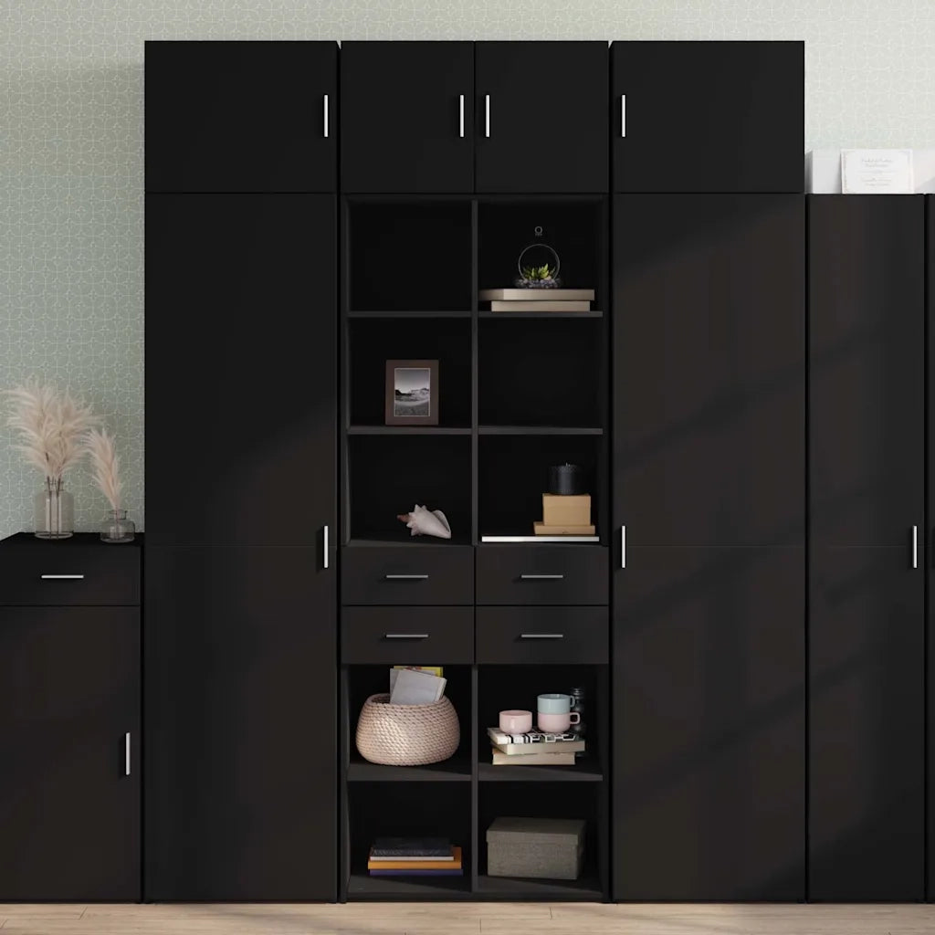 Credenza | Madia | Buffet da pranzo | Armadio da pranzo Nera 70x42,5x185 cm in Legno Multistrato