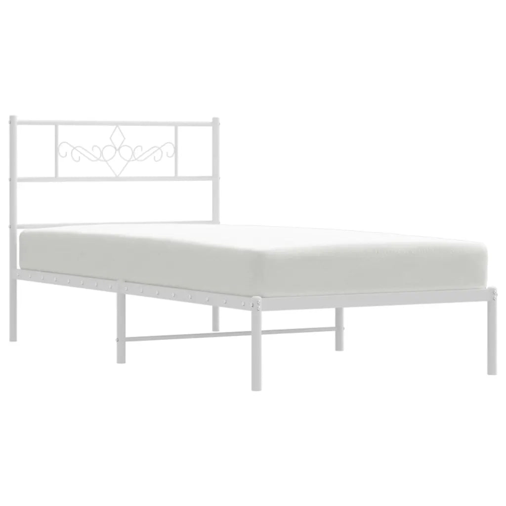 Giroletto con Testiera Metallo Bianco 80x200 cm 355307