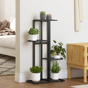 Piedistallo per Piante a 4 Piani 43x22x76 cm in Metallo Nero 336108