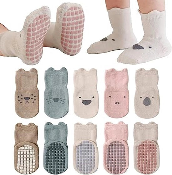 5 Paia di Calze Antiscivolo per Bambini da 0 a 1 Anno, 24 Mesi