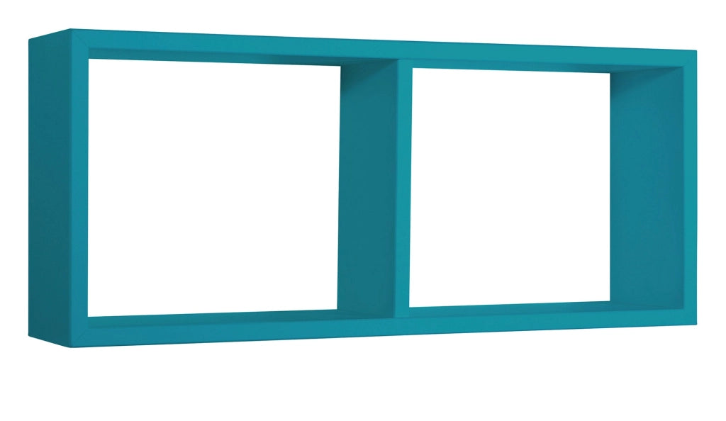 Mensola Rettangolare 2 Scomparti da Parete 70x30x15,5 cm in Fibra di Legno Morgana Blu Atollo