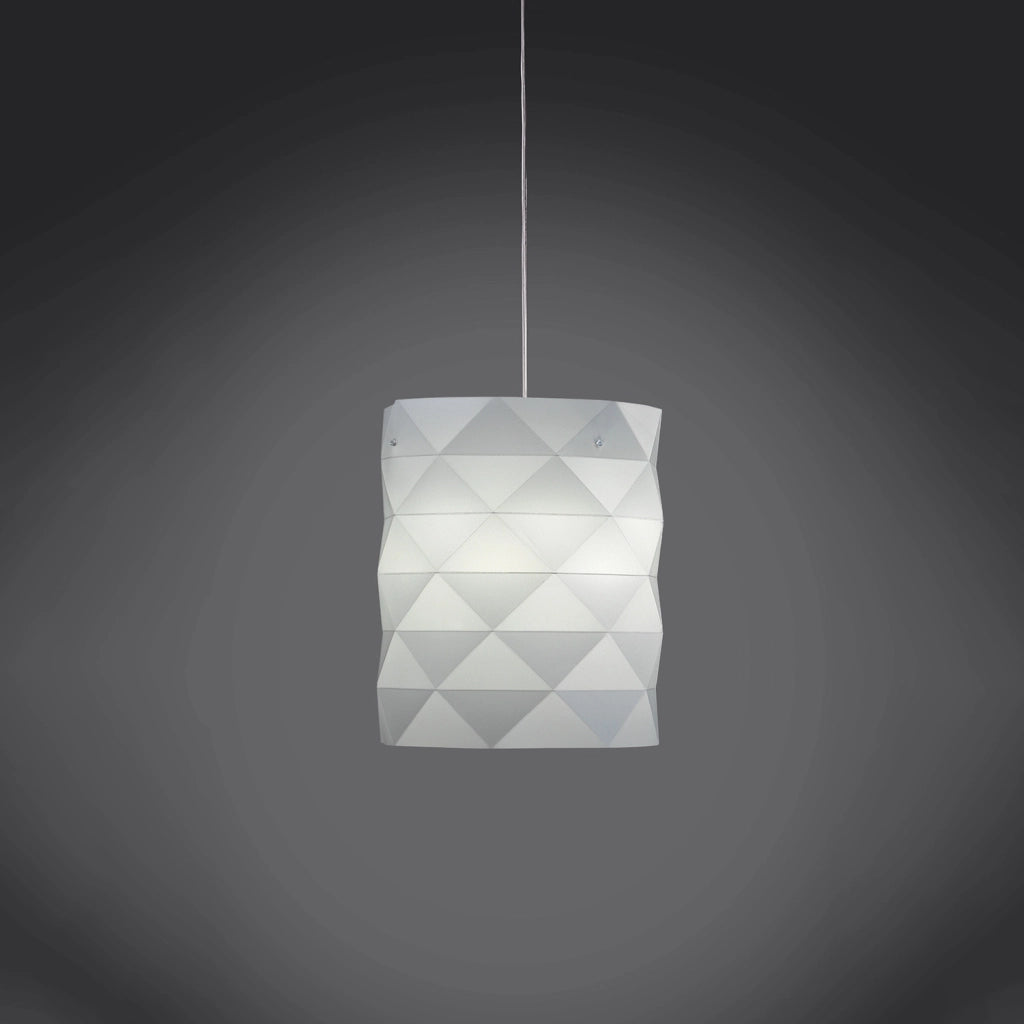 Sospensione Moderna Prisma Polilux ® Bianco E Metallo Cromo 1 Luce E27 D27Cm