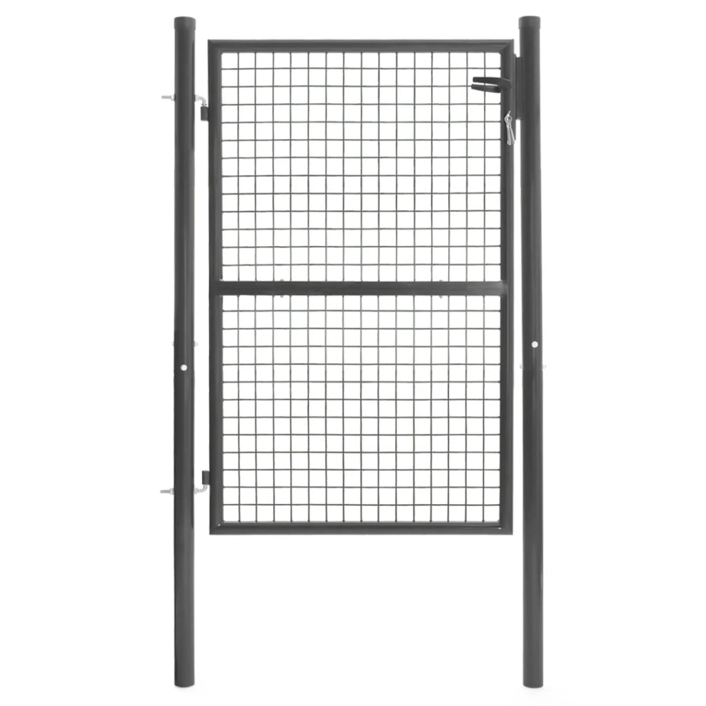 IDMarket - Cancelletto da giardino 105 x 125 cm in acciaio grigio antracite con serratura e maniglia