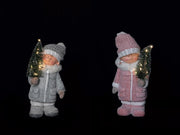 Bimbo in Magnesia con Albero di Natale 8 Led 37 cm 2 Modelli