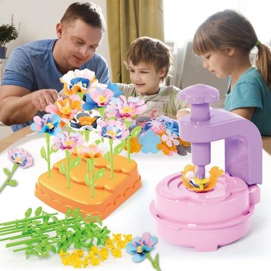 Giocattoli per bambini, macchina per fare fiori con pulsante, set di attività manuali, mazzo di fiori fatti a mano, regalo per il compleanno per ragazze.