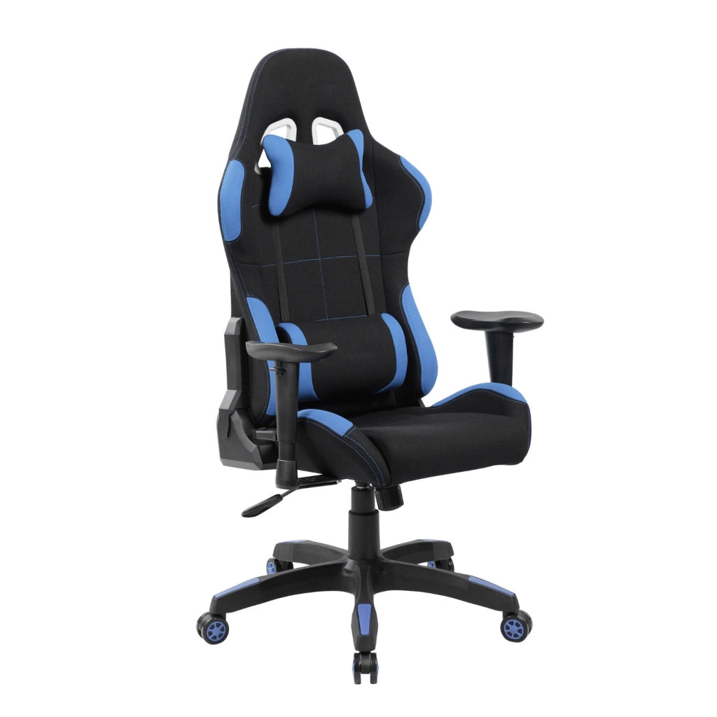 Poltrona gaming girevole con ruote e braccioli nera e blu Gerep Padin