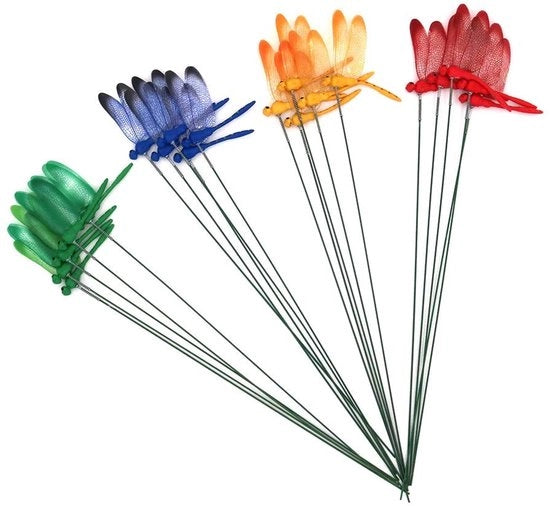 Decorazioni per giardino a forma di libellula - 20 pezzi - Stuzzicadenti per giardino - Decorazione per esterni per giardino - Statue per giardino - Decorazione per esterni - Stuzzicadenti per piante di giardino - Decorazione per giardino