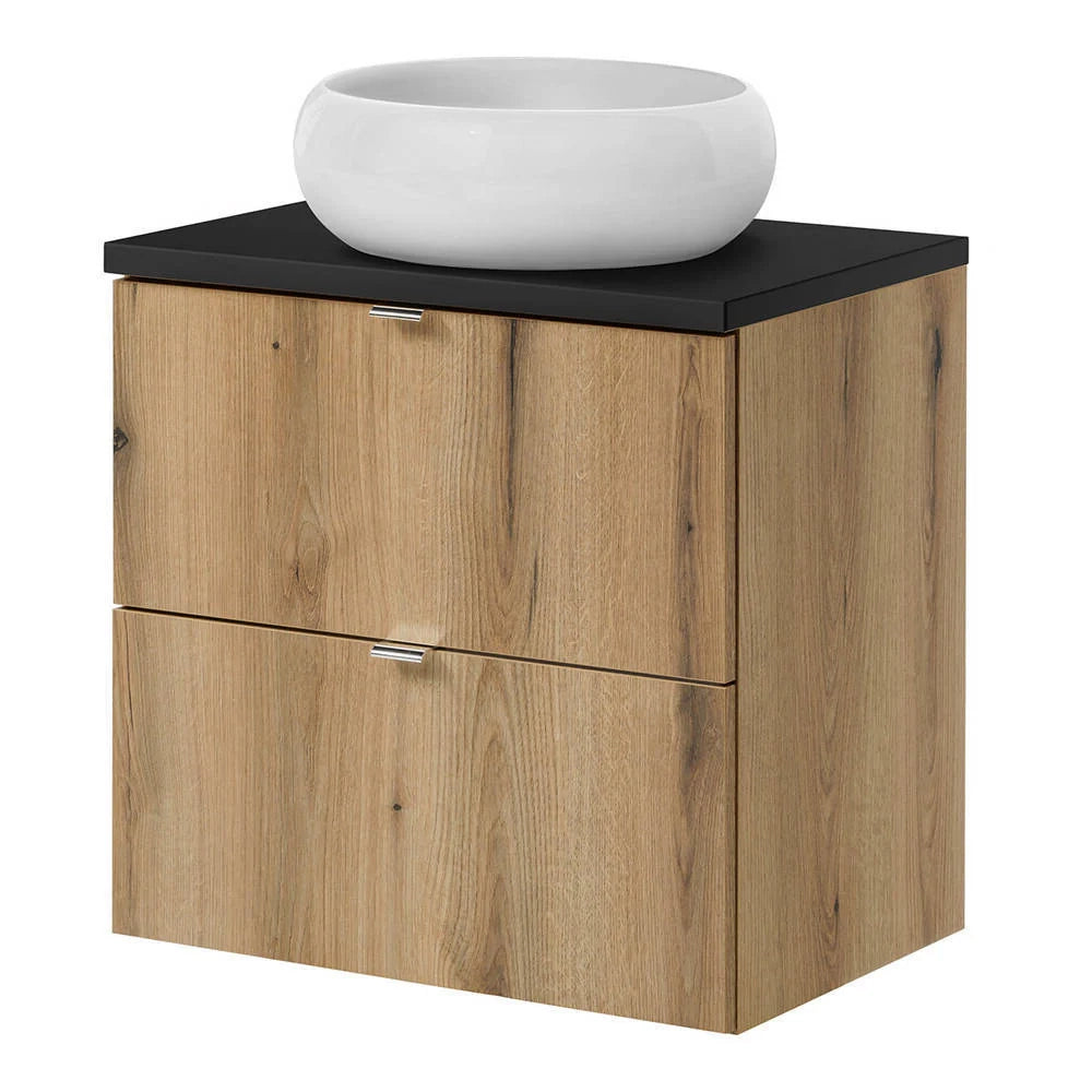 Mobile sottolavabo da bagno con 2 cassetti 60 x 60 x 40 cm effetto rovere nero 03_0010003