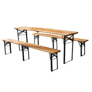 Set Tavolo e Panche Pieghevoli da Giardino ¨C MINIMAL ¨C Pino Massello 220 cm, 3 Pezzi