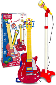 ElectroGroove con Microfono - Chitarra Rock Elettronica per Vibrazioni Potenti e Ritmi Innovativi, Rosso e Giallo, 225x2